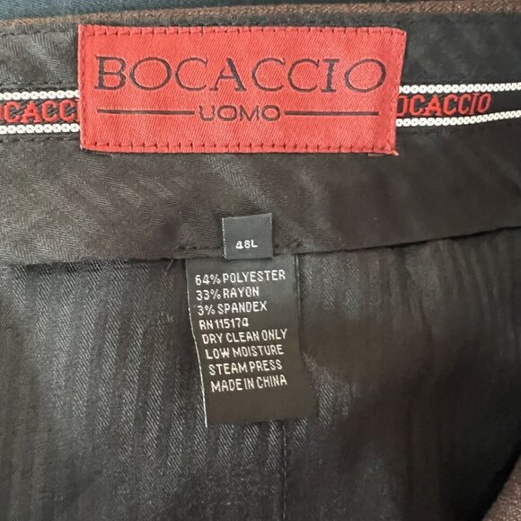 Bocaccio Uomo Men Suit 54L Pants 44x31.5 Brown Polyester Viscose Spandex - Picture 16 of 16